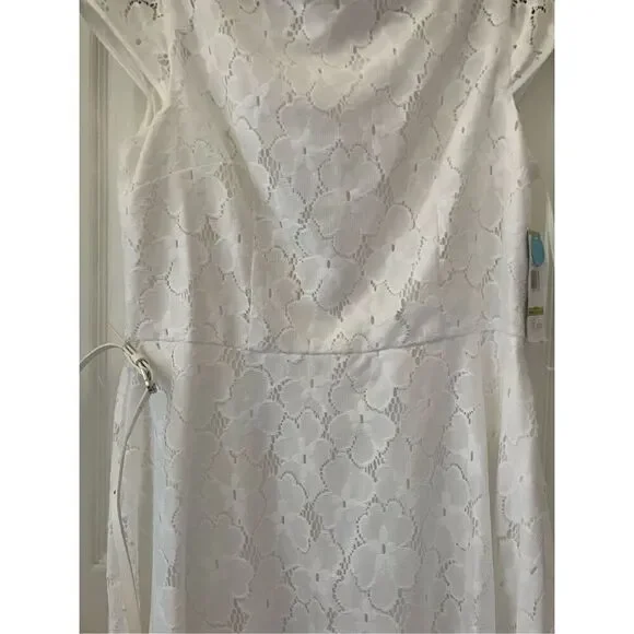 Black Label by Evan-Picone white Lace Dress size 14 New - Picture 5 of 11